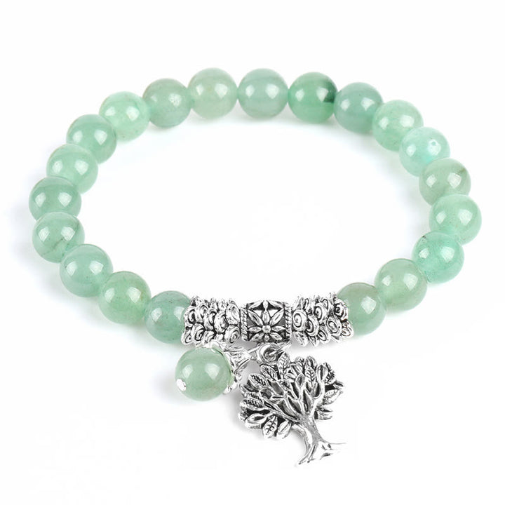 Buddha Stones, natürlicher Edelstein, Baum des Lebens, Glücksbringer, Stretch-Armband