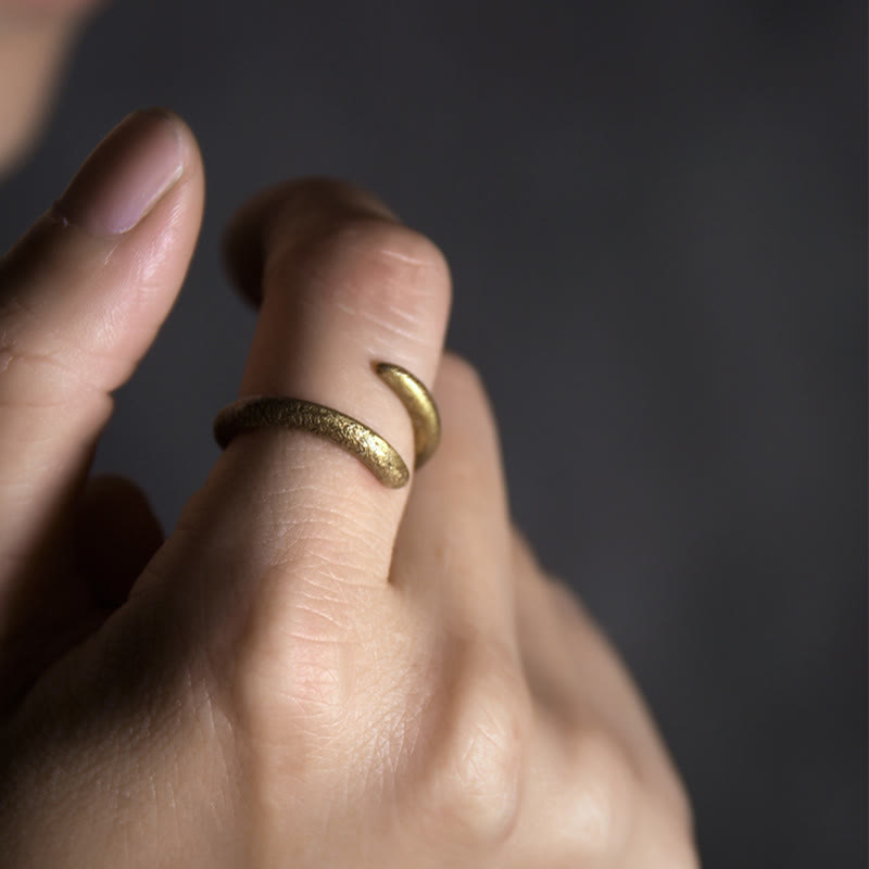 Verstellbarer Ring mit Buddha Stonesn, schlichtes Design, Kupfer, Glück