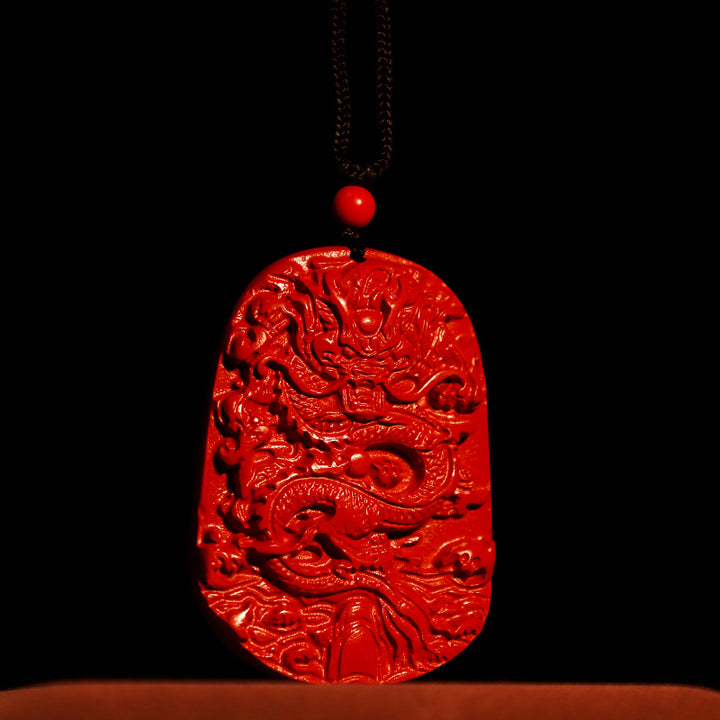 Buddha Stones, Jahr des Drachen, natürlicher Zinnober-Halskettenanhänger, Glücksschutz