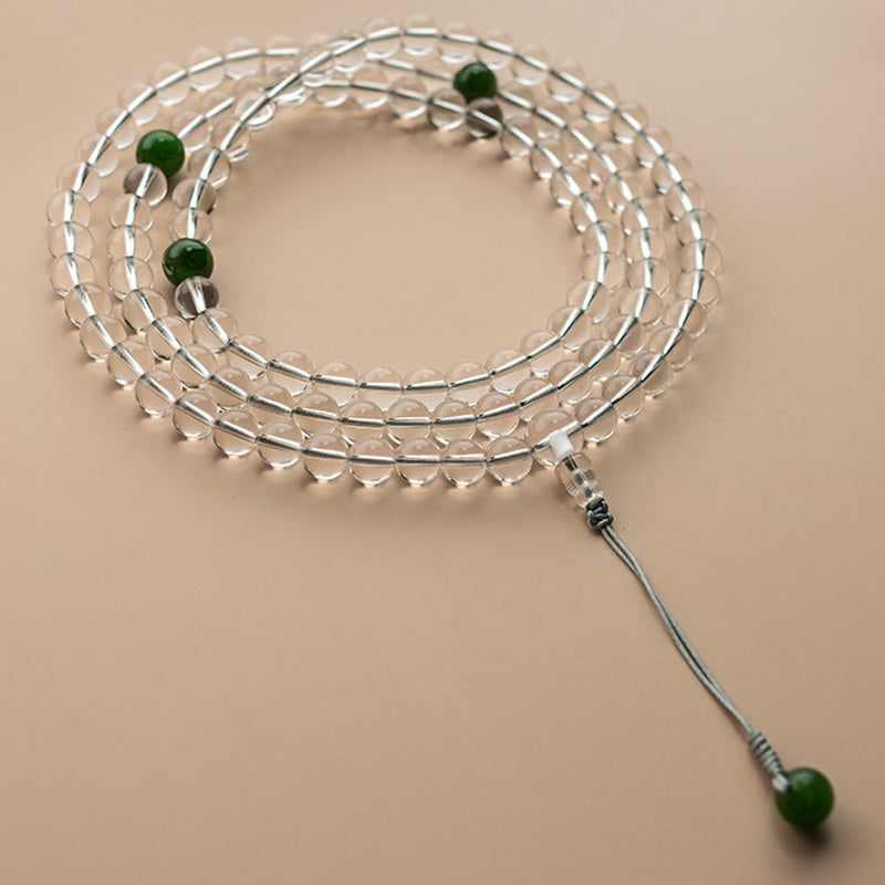 108 Perlen Weiß Kristall-Jade-Meditationsarmband Mala