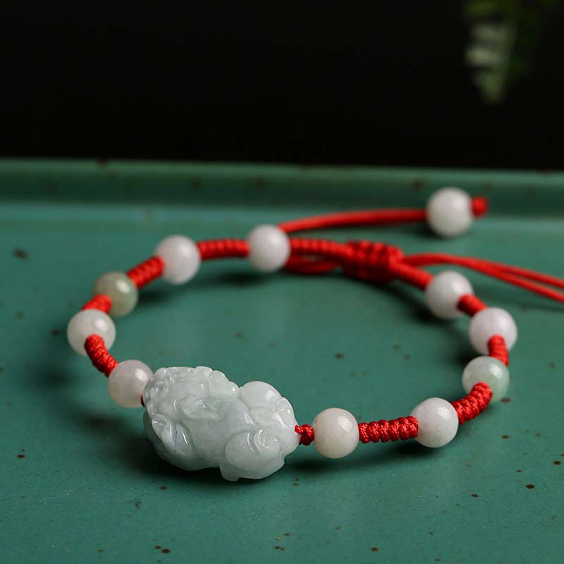 Buddha Stones Natürliches Jade PiXiu Glücksarmband