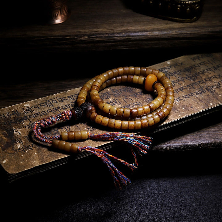 Tibet 108 Mala Perlen Yak Knochen Bernstein Balance Armband