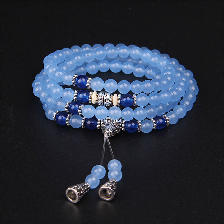 108 Perlen Blaues Kristall-Heilarmband Mala