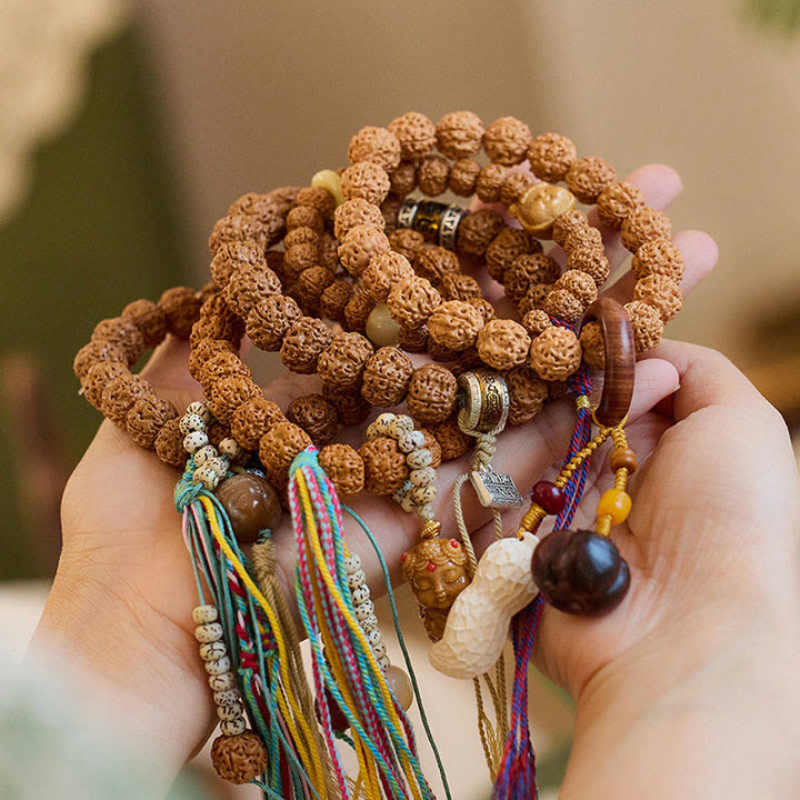 Buddha Stones Tibet Rudraksha Bodhi Samen Amulett Reichtum Glück Armband