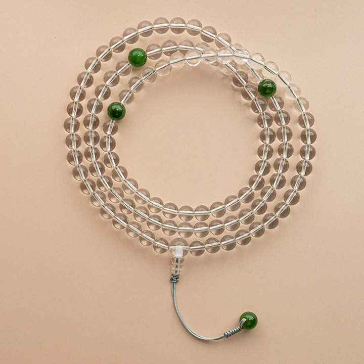 108 Perlen Weiß Kristall-Jade-Meditationsarmband Mala