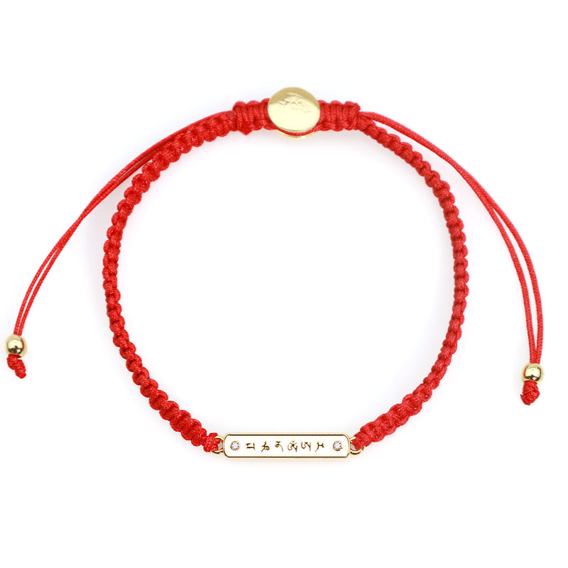 Tibetisches handgefertigtes Om Mani Padme Hum Peace Armband mit roter Schnur