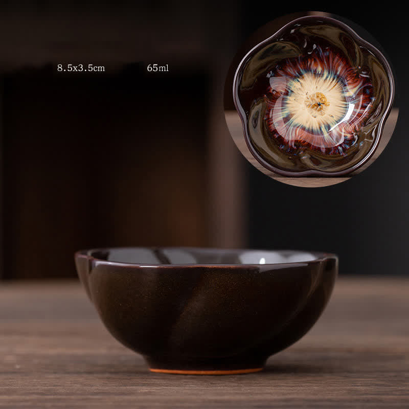 Buddha Stones, Pfirsichblüten-Muster, Keramik-Teetasse, Blumen-Teetassen