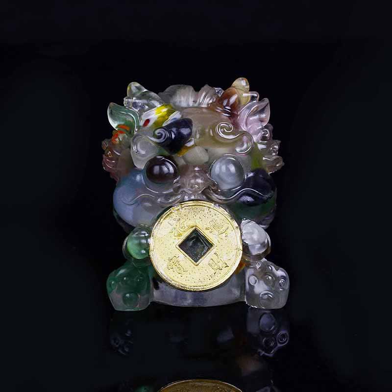 Buddha Stones, handgefertigt, niedlich, PiXiu, Goldmünze, Kristall, Fengshui, Energie, Reichtum, Glück, Heimdekoration