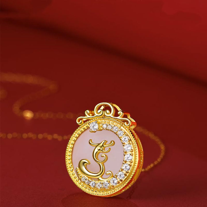 Buddha Stones Jahr des Drachen 925 Sterling Silber Hetian Weiß Jade Erfolg Stärke Halskette Anhänger