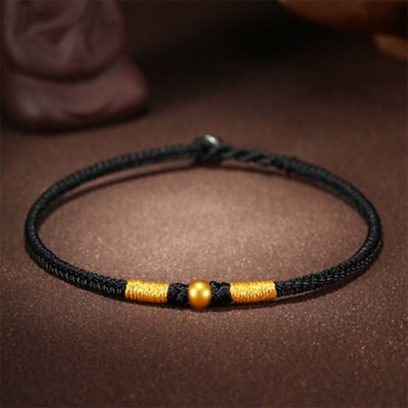 Buddha Stones 999 Goldperlen Glück King Kong Knoten handgefertigtes geflochtenes Schutzarmband