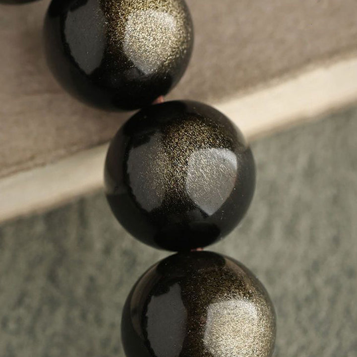 Buddha Stones Gold glänzender Obsidian Silber glänzender Obsidian Schönes Pfoten-Glückskatzen-Schutzarmband