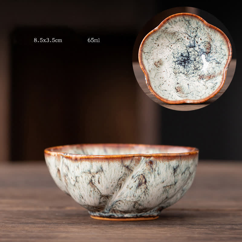 Buddha Stones, Pfirsichblüten-Muster, Keramik-Teetasse, Blumen-Teetassen