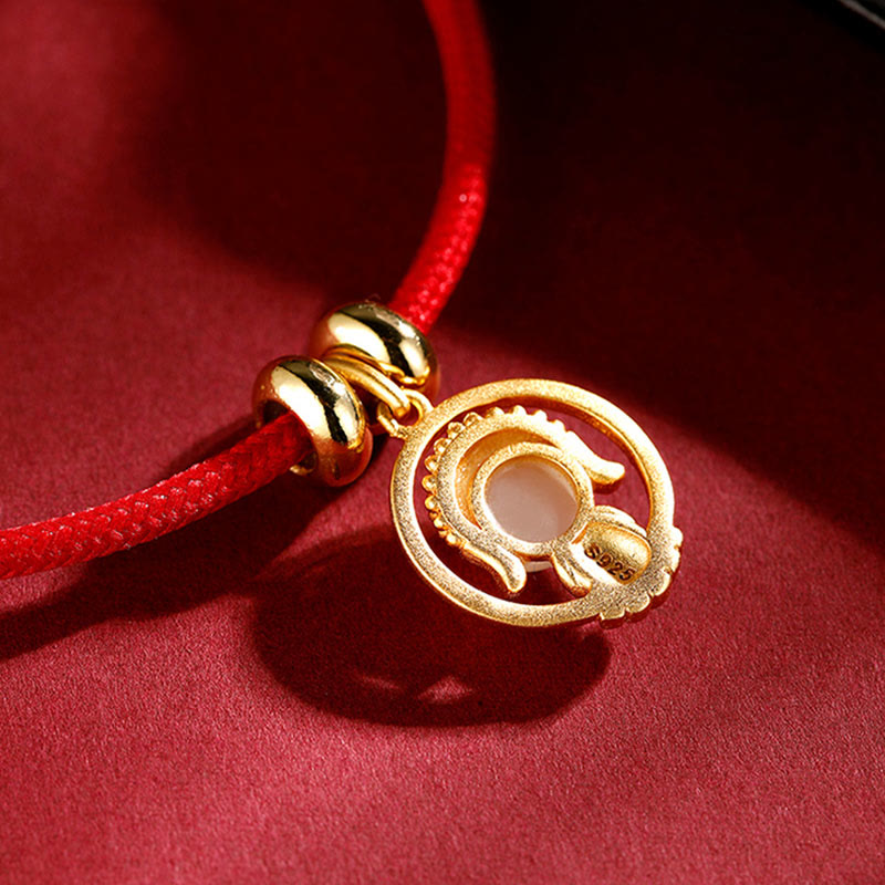 Buddha Stones 925 Sterling Silber Hetian Weiß Jade Buddha Luck Red String Armband
