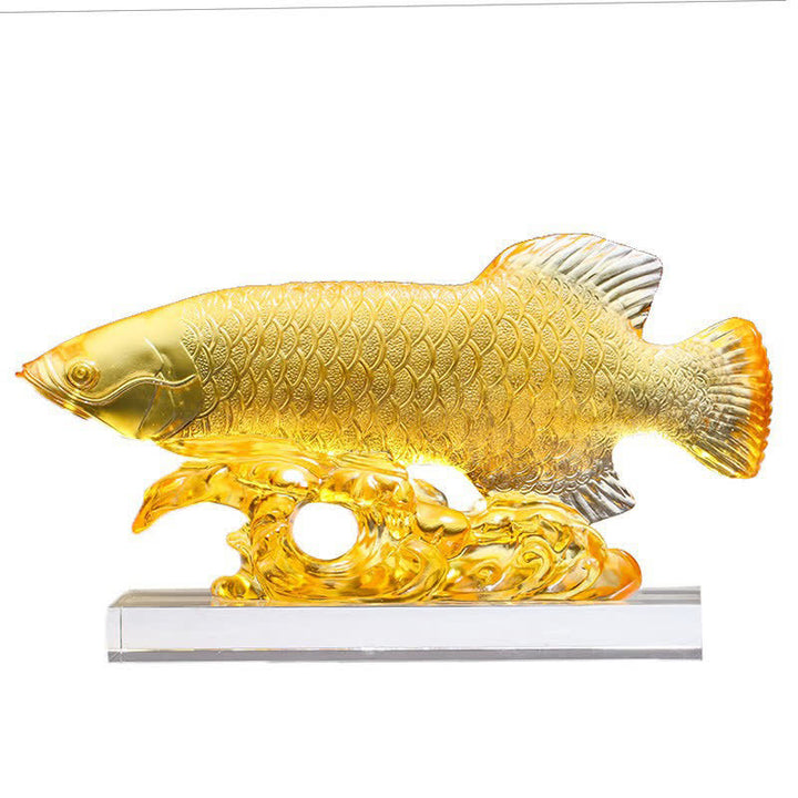 Handgefertigtes Liuli-Kristall-Koi-Fisch-Kunststück, Glücksdekoration für Zuhause und Büro