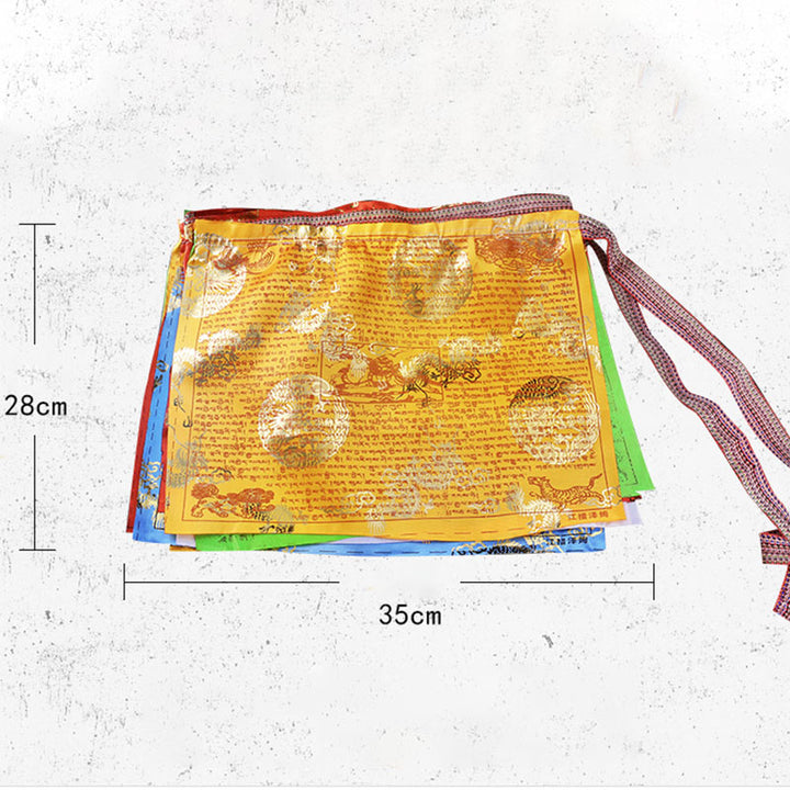 Tibetische 5 Farben Windpferd Segen Drachenmuster Outdoor 20 Stück Gebetsfahnen Dekoration