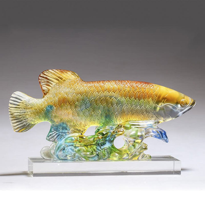 Handgefertigtes Liuli-Kristall-Koi-Fisch-Kunststück, Glücksdekoration für Zuhause und Büro