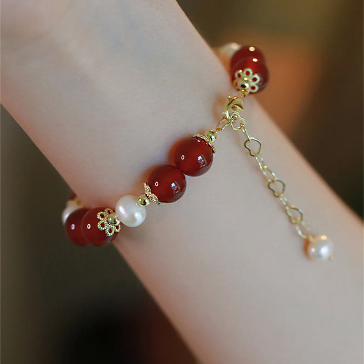 Buddha Stones Rotes Achatperlen-Selbstakzeptanz-Armband