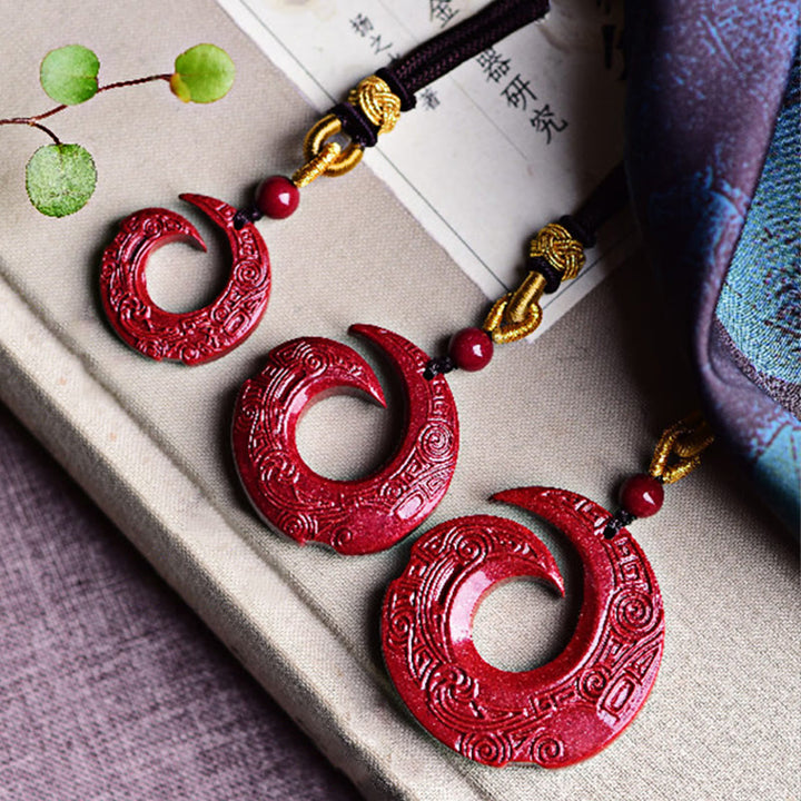 Buddha Stones One&#39;s Luck Improves Design Patern Natural Cinnabar Blessing Necklace Pendant