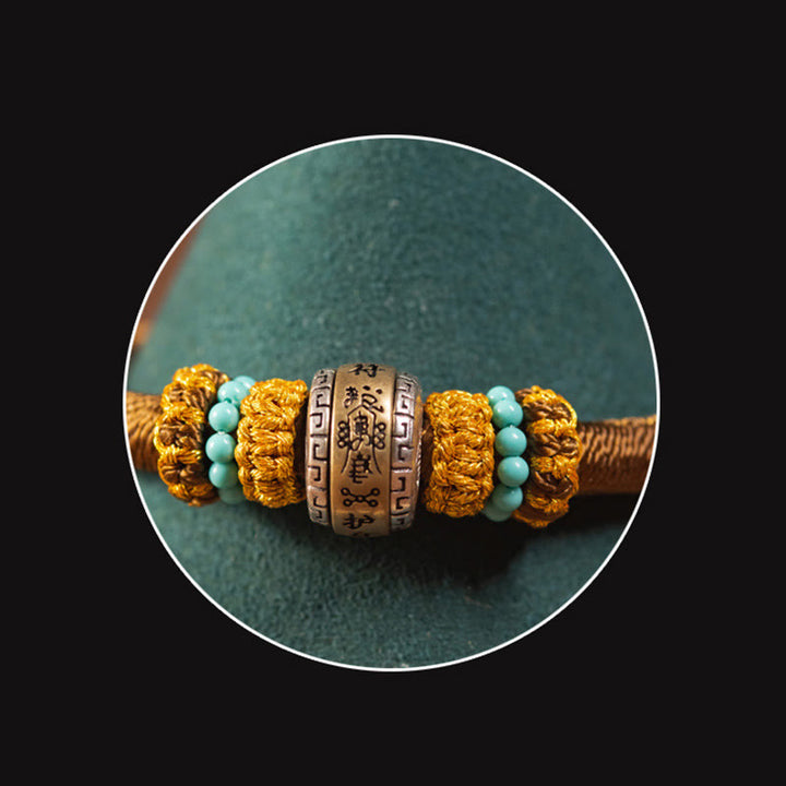 Buddha Stones Handgefertigtes tibetisches Amulett mit King-Kong-Knoten, Glücksschutz, geflochtenes Armband