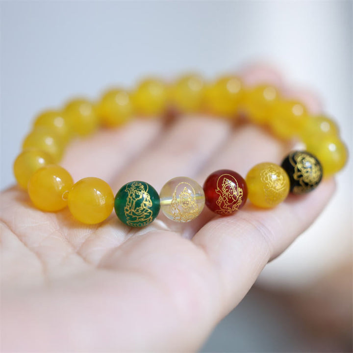 Buddha Stones, fünf Elemente, Gott des Reichtums, verschiedene Achat-Kristalle, Reichtumsarmband