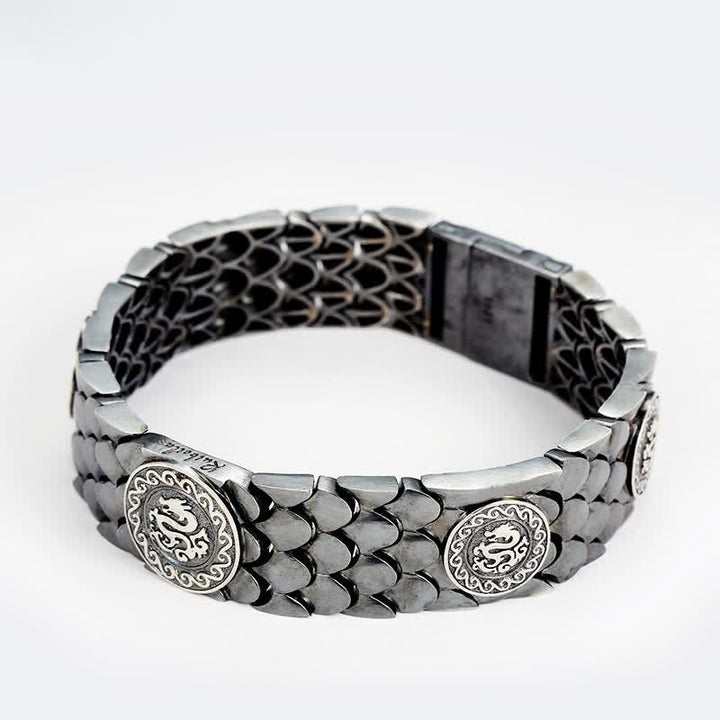 Buddha Stones 925 Sterling Silber Drachenschuppen Glück Erfolg Armband Armreif