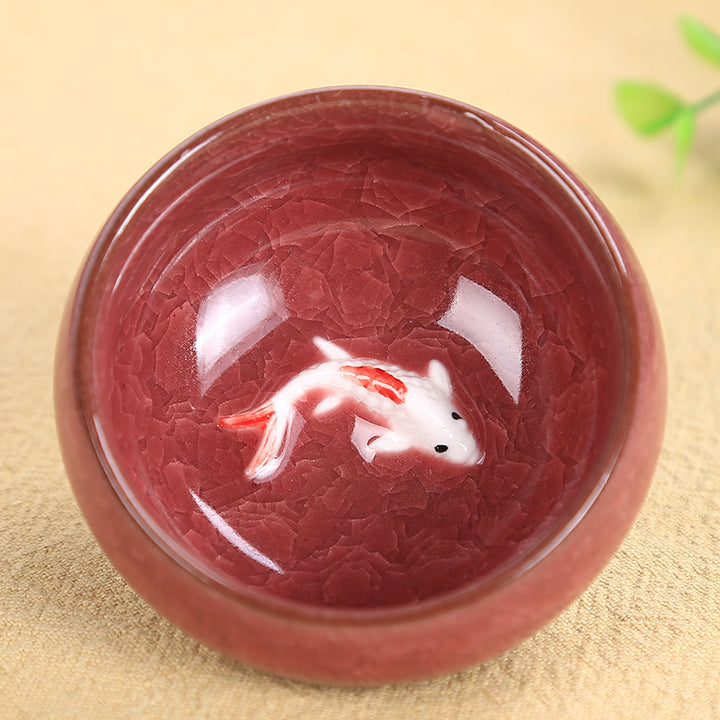 Buddha Stones Niedliche Koi-Fisch-Teetasse aus Keramik, Kung-Fu-Teetasse, Schüssel, 45 ml