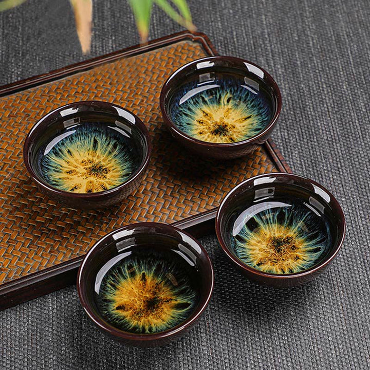 Buddha Stones Vintage Farbverlauf Blau Chinesische Gongfu Teetasse Set Keramik Teekanne Box