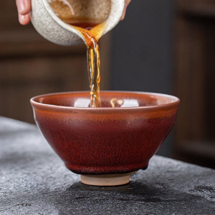 Buddha Stones Vintage Rot Braun Chinesische Jianzhan Porzellan Teetasse Kung Fu Teetasse