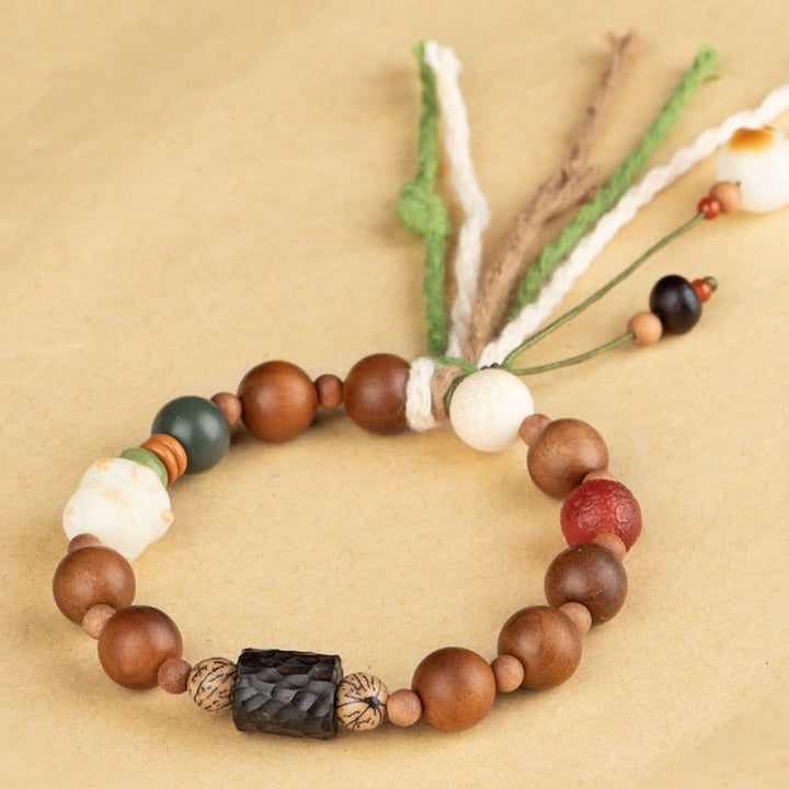 Buddha Stones, Blitzschlag, Holz, Bodhi-Samen, Katzenpfote, Kralle, Glücksverheißung, Schutz, Quastenarmband