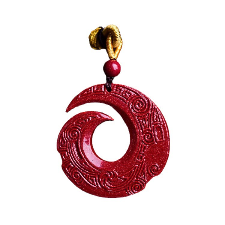 Buddha Stones One&#39;s Luck Improves Design Patern Natural Cinnabar Blessing Necklace Pendant