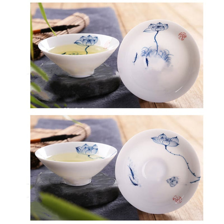 Buddha Stones Vintage Pflaume Orchidee Bambus Chrysantheme Lotus Koi Fisch Keramik Teetasse Kung Fu Teetassen