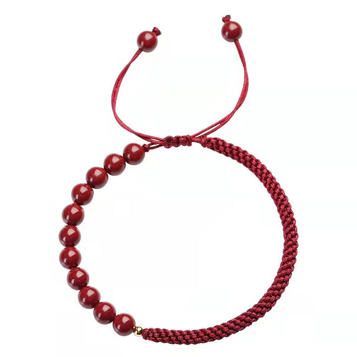 Buddha Stones Natural Cinnabar King Kong Knot Blessing String Armband