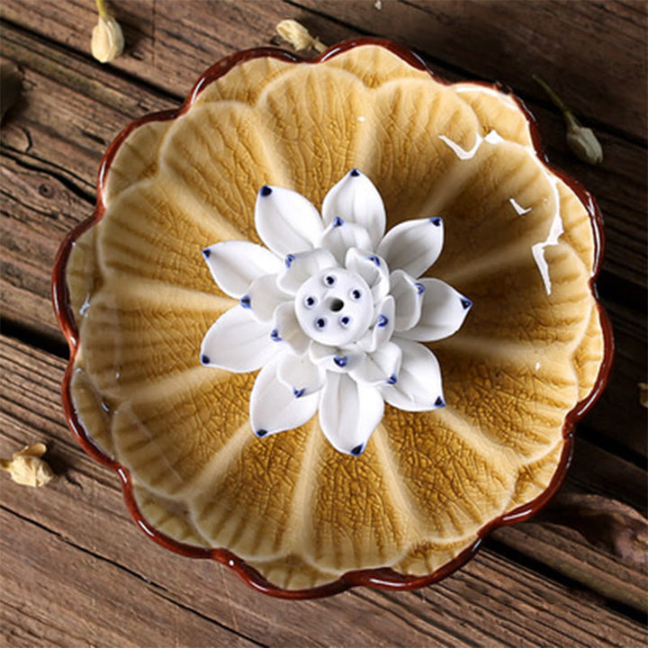 Buddha Stones, Lotus-Muster, heilende Keramik-Räuchergefäß-Dekoration