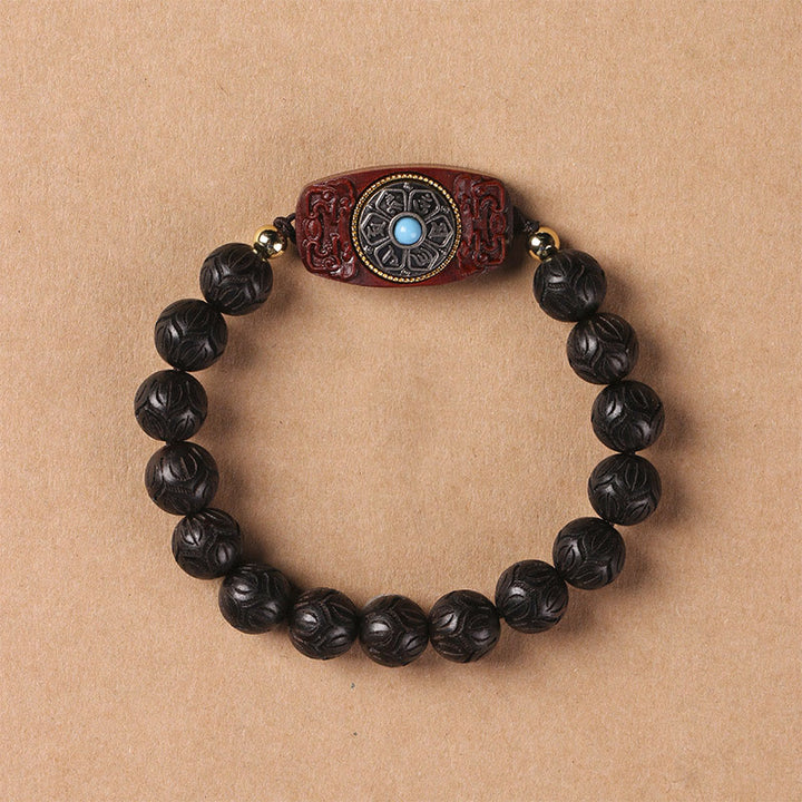 Buddha Stones, grünes Sandelholz, Ebenholz, Sandelholz, Om Mani Padme Hum, beruhigendes Armband