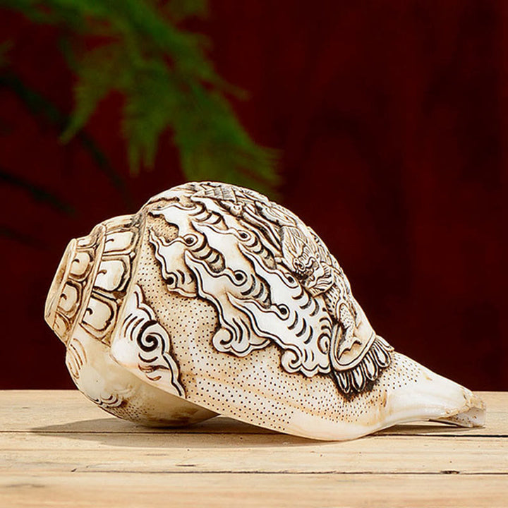 Tibetische handgemachte gravierte Shankha Buddha Avalokitesvara Conch Shell Reichtum Dekoration