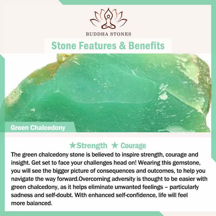Buddha Stones, natürlicher Weiß und grüner Chalcedon-Achat, positiver Armreif