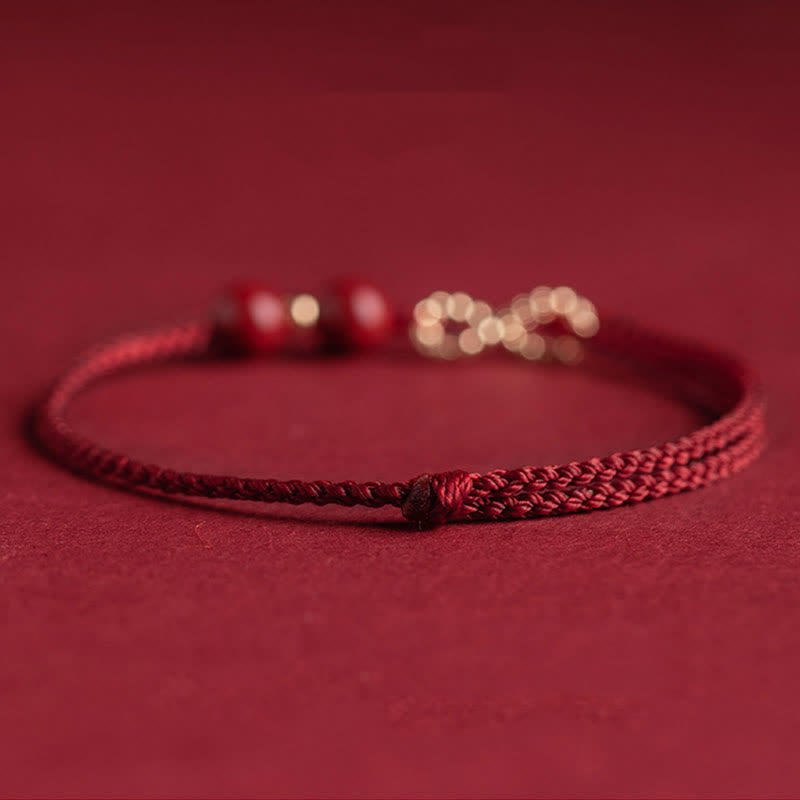 Buddha Stones Cinnabar Blessing Red String 14K Gold Infinity Symbol Armband Fußkettchen