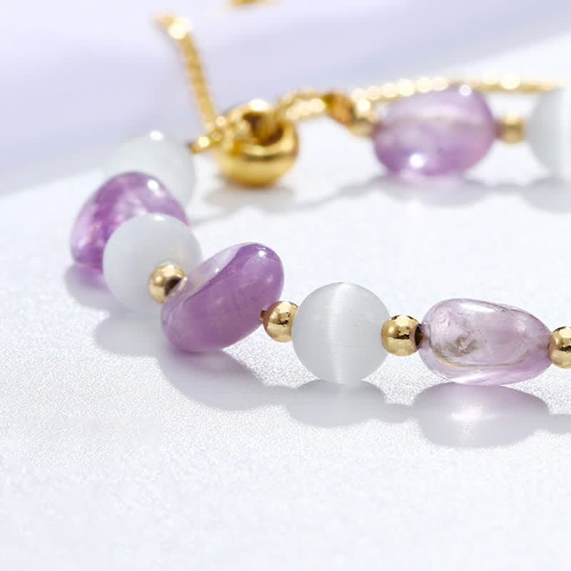 Amethyst Rosa Kristall Schwarz Rutilquarz Spirituelles Bewusstseinsarmband