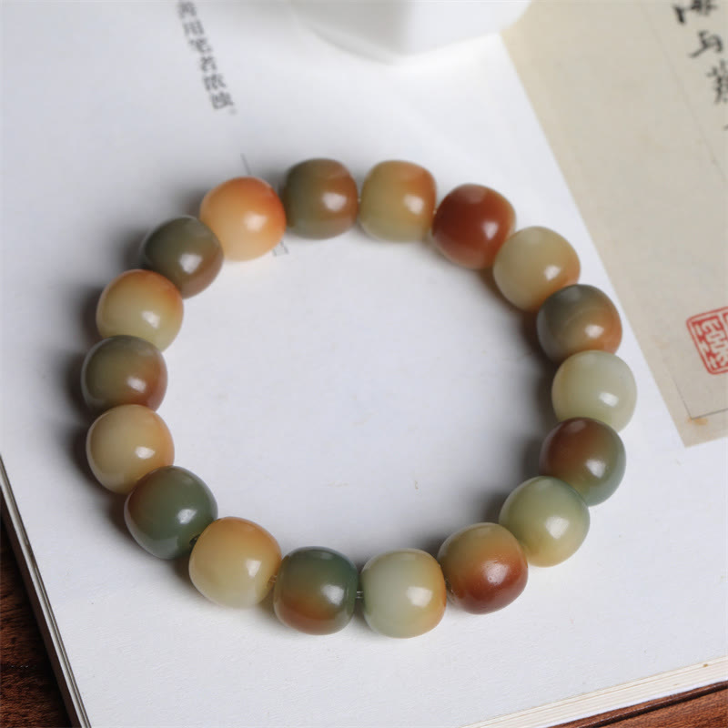 Buntes Bodhi-Samen-Friedens-Weisheits-Armband mit Buddha Stonesn