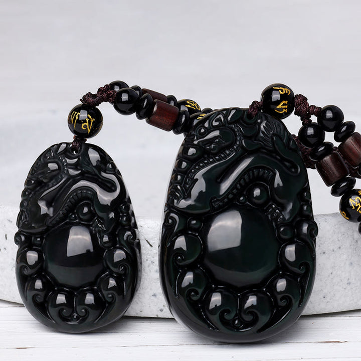 Buddha Stones Tibetische positive Regenbogen-Obsidian-PiXiu-Halskette