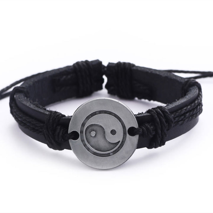 Buddha Stones Retro Yin Yang Leder Harmony String Armband