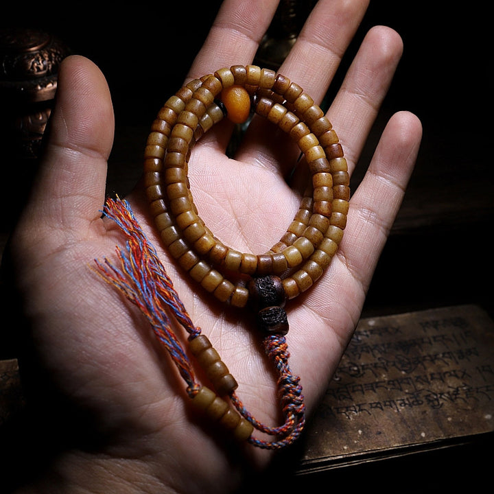 Tibet 108 Mala Perlen Yak Knochen Bernstein Balance Armband