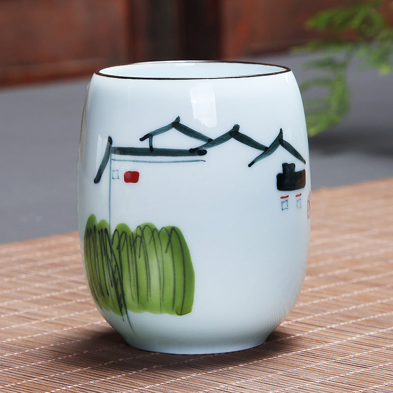 Buddha Stones, Koi-Fisch, Lotus-Landschaft, Löwenzahn, Pfingstrose, Blume, Keramik-Teetasse, Kung-Fu-Teetasse