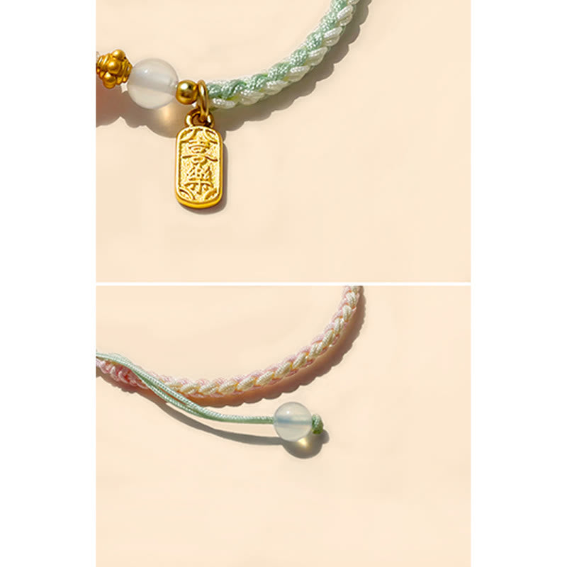 Buddha Stones Frieden und Freude Achat Friedensschnalle verheißungsvolles handgefertigtes geflochtenes Armband