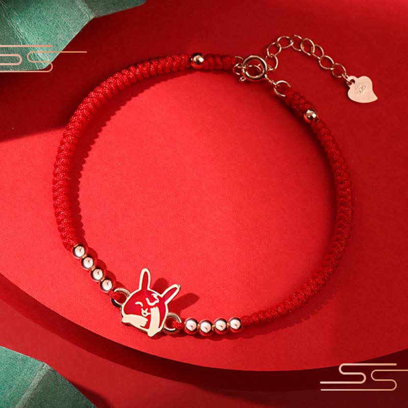 Armband mit Buddha Stonesn aus 925er-Sterlingsilber, chinesisches Sternzeichen, Glück, Glaube, Verfärbung, rote Schnur