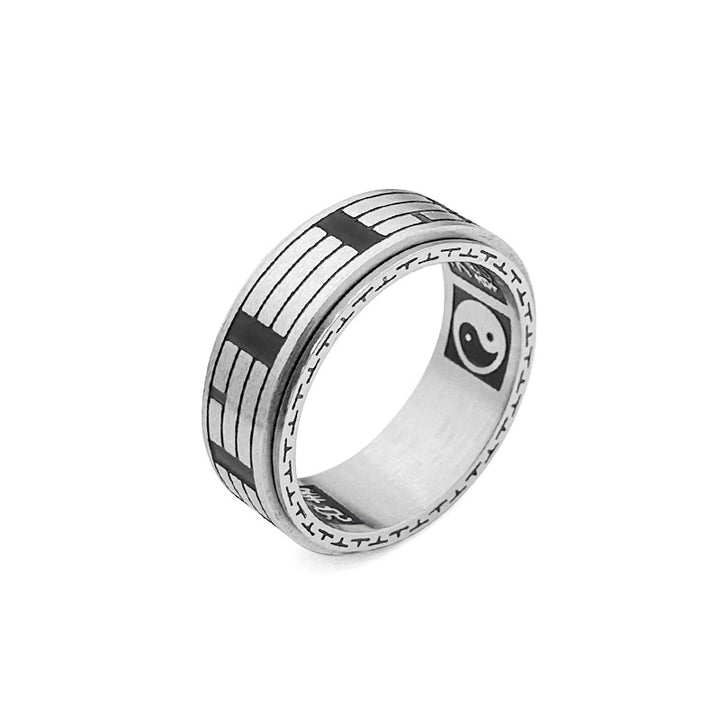 Buddha Stones Bagua Yin Yang Titanstahl Balance Drehbarer Ring