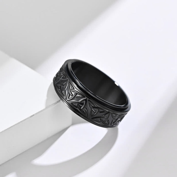 Buddha Stones Dreieck Knoten Triquetra Titan Stahl ruhig drehbarer Ring