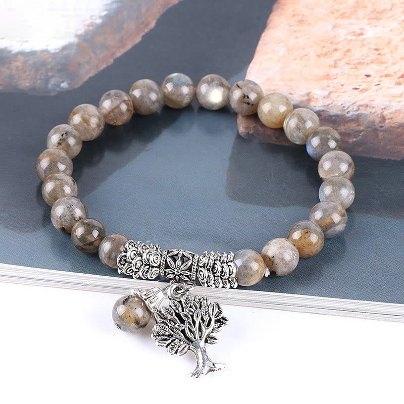 Buddha Stones, natürlicher Edelstein, Baum des Lebens, Glücksbringer, Stretch-Armband