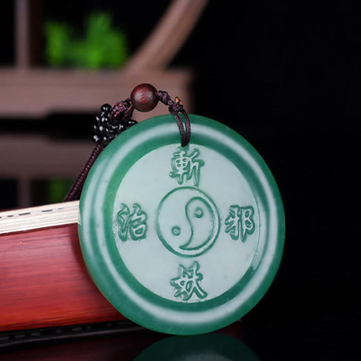 Buddha Stones, grüner Aventurin, Yin-Yang-Balance-Halsketten-Anhänger