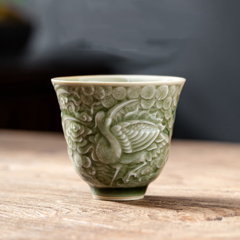 Buddha Stones Crane Pine Keramik Teetasse Kung Fu Teetasse 80 ml